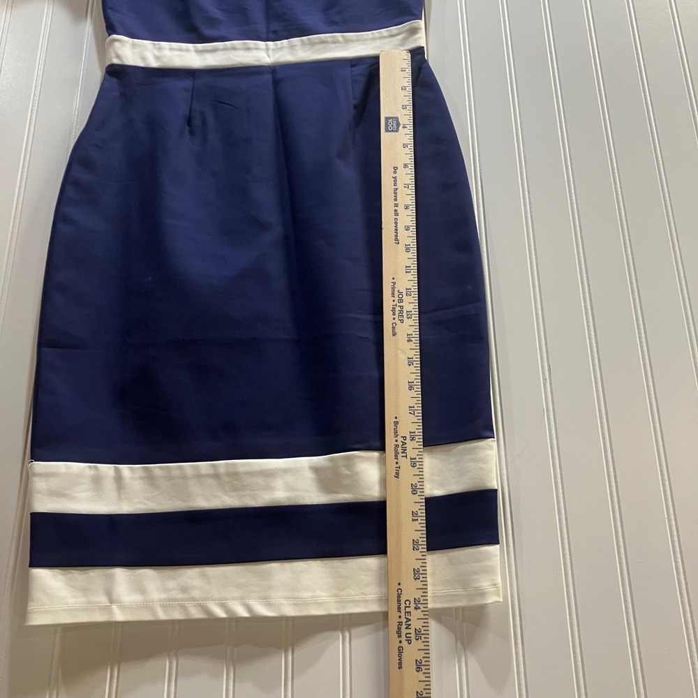 Paper Dolls London Navy White Stripe Cap Sleeve‎ Sheath Midi Dress US 8 Tall EUC - Picture 11 of 11